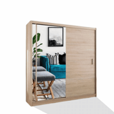 VISION OAK Sliding Door Wardrobe - Modern Design with Mirror Doors